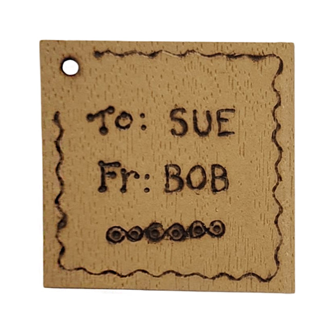 Pyro Studio Premium Burn Paper Gift Tags - Smooth Grain - Sienna Wood.