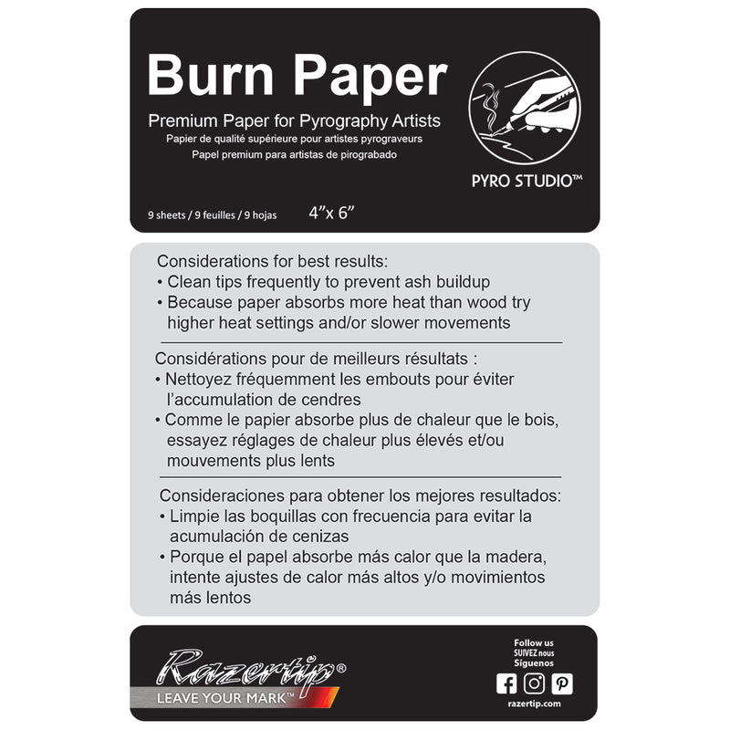 Ultimate White Premium Burn Paper - 4"x6",  9 Sheets