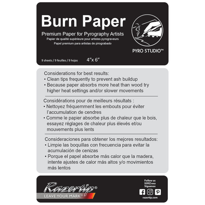 Ultimate White Premium Burn Paper - 4"x6",  9 Sheets