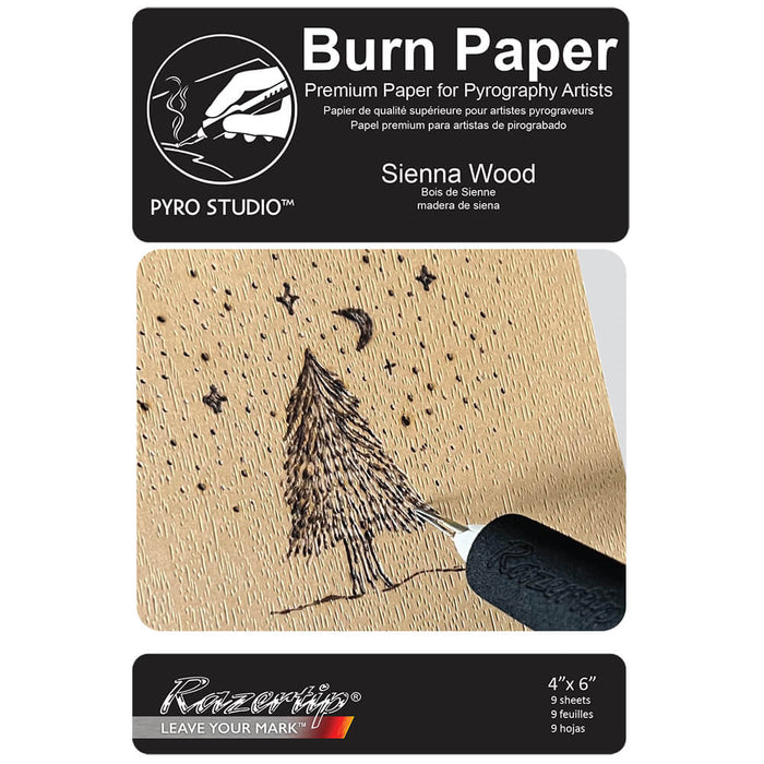 Sienna Wood Premium Burn Paper - 4"x6",  9 Sheets